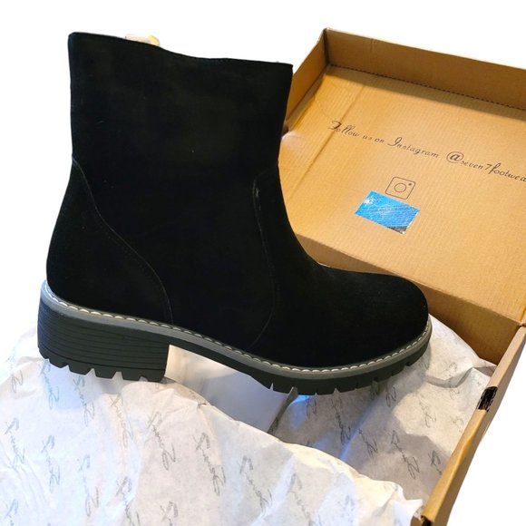 Seven7 Black Boot The Bestie Microfiber Shoe Side Zip Womans Size 9 JJ3362 - Picture 4 of 9